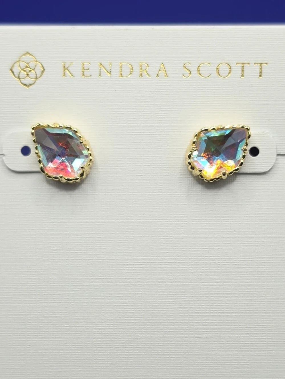 Kendra Scott Tessa Gold/Iridescent Pendant Necklace & Stud Earrings Set